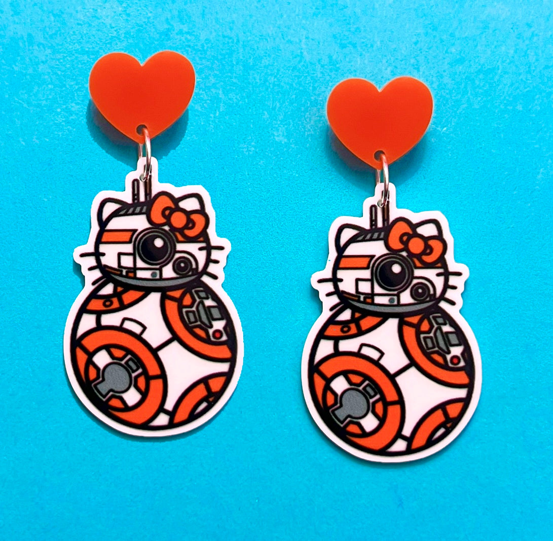 BB Kitty Droid Drop Earrings