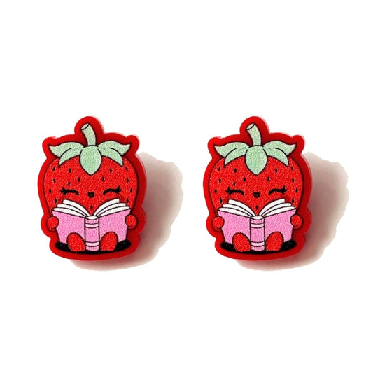 Bookish Strawberry Post Earrings