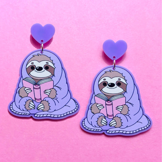 Bookish Sloth Drop Earrings