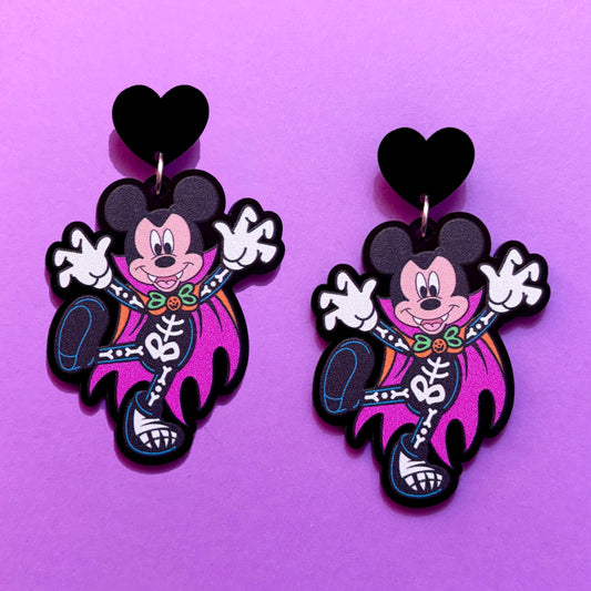 Mouse Skeleton Vampire Drop Earrings