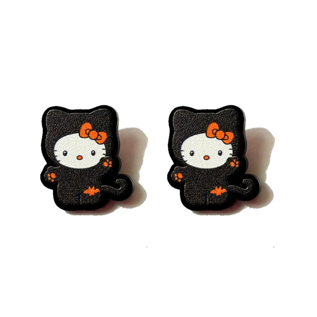 Kawaii Kitty Black Cat Post Earrings