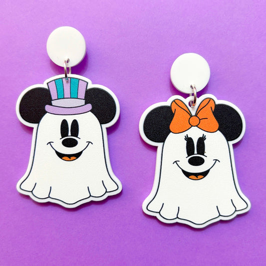 Dapper Mouse Ghost Couple Drop Earrings