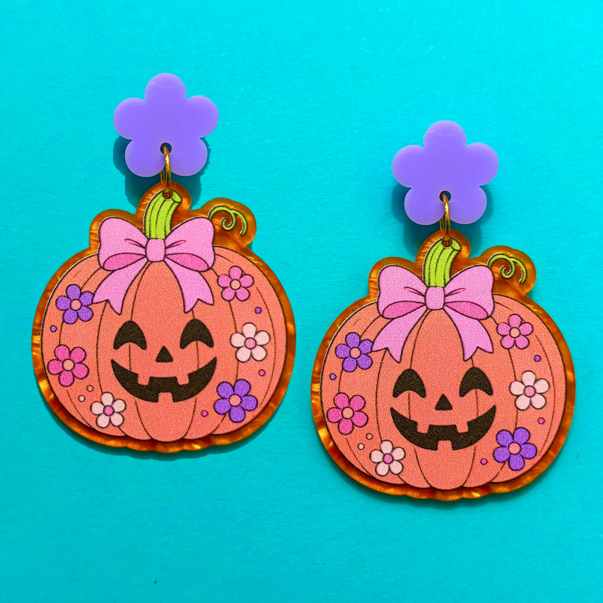 Flower Pumpkin Cutie Drop Earrings