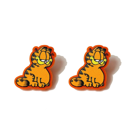 Orange Fat Cat Post Earrings