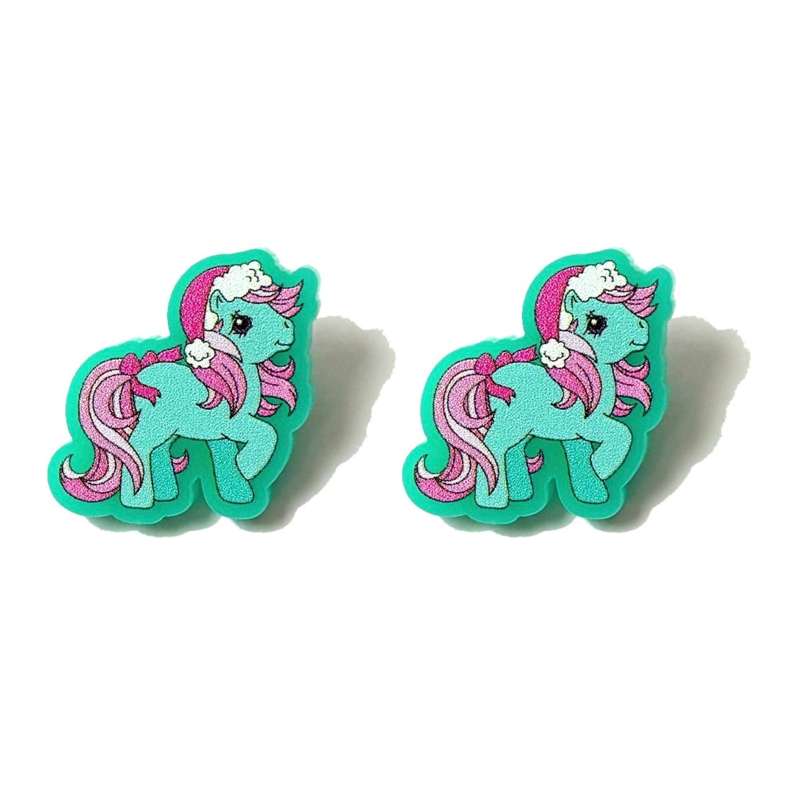Minty Holiday Pony Post Earrings