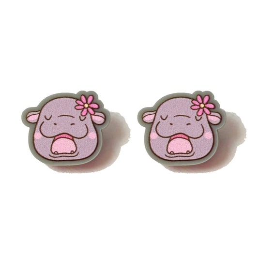 Summer Daisy Baby Hippo Post Earrings