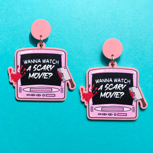 Pastel Scary Movie 90s TV Drop Earrings