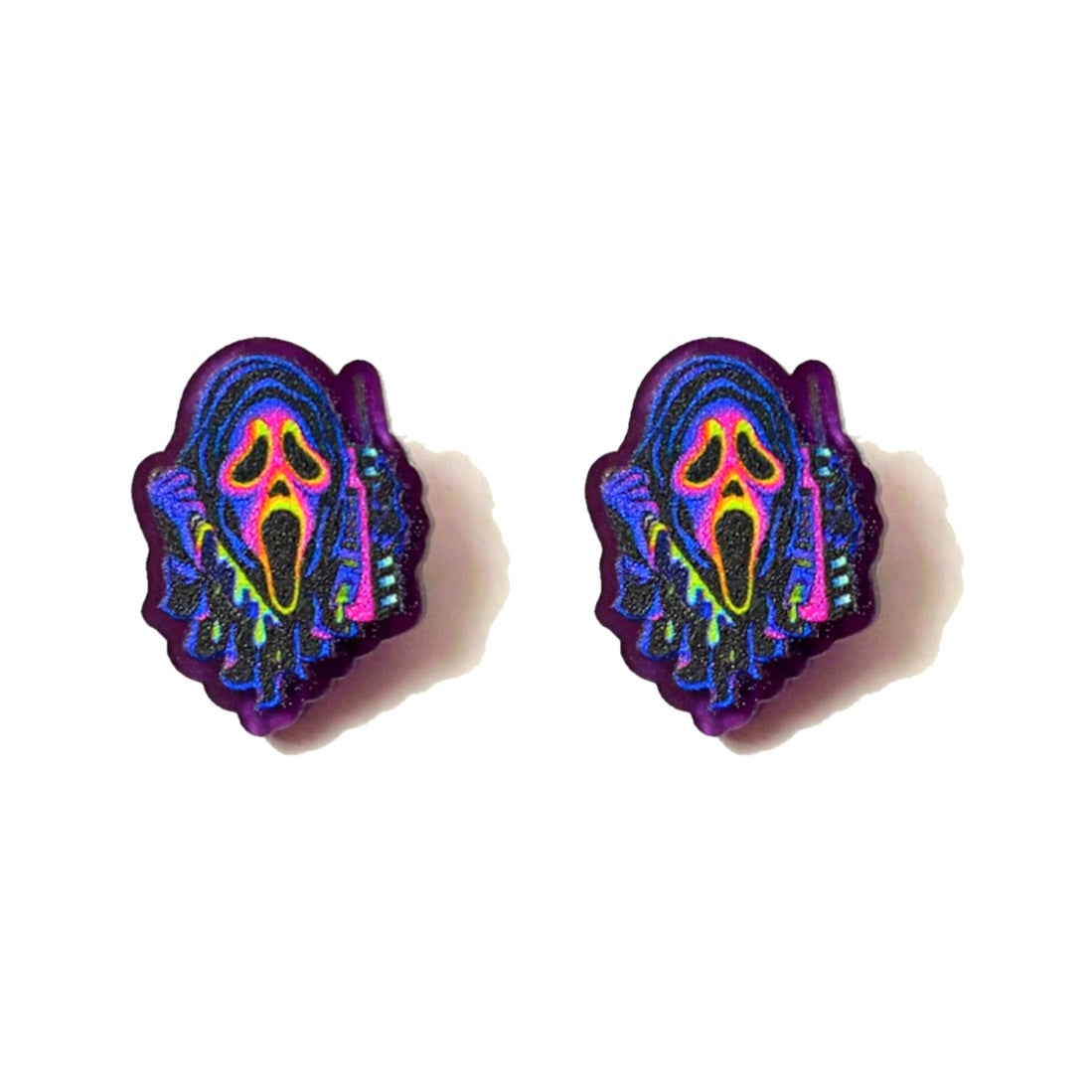 Neon Ghostface Post Earrings