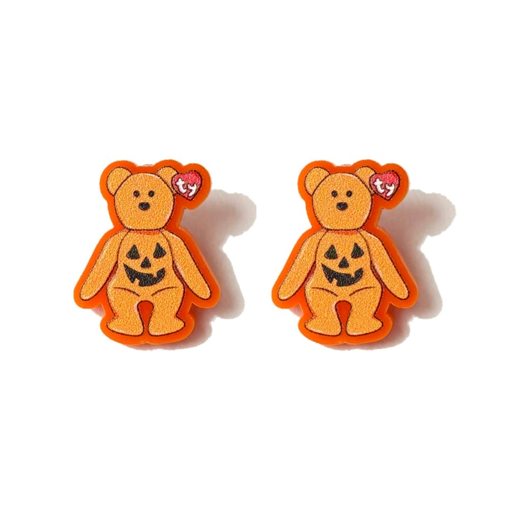 Pumpkin Bean Bear Post Earrings
