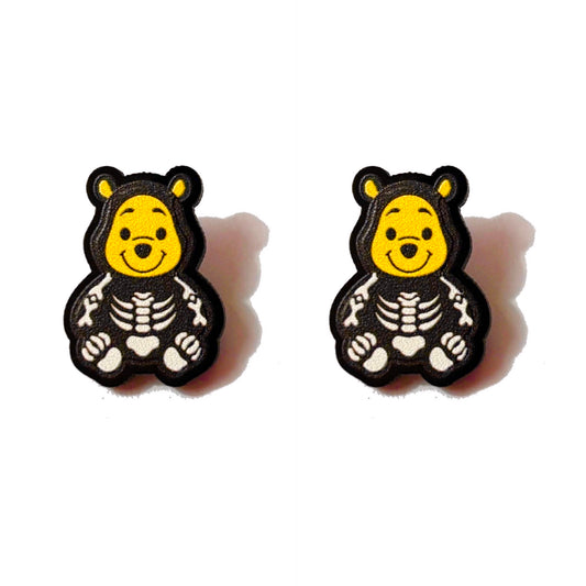 Skeleton Pooh Post Earrings