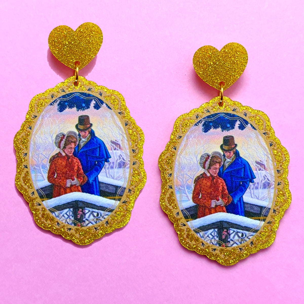 Scrooge & Belle Cameo Drop Earrings