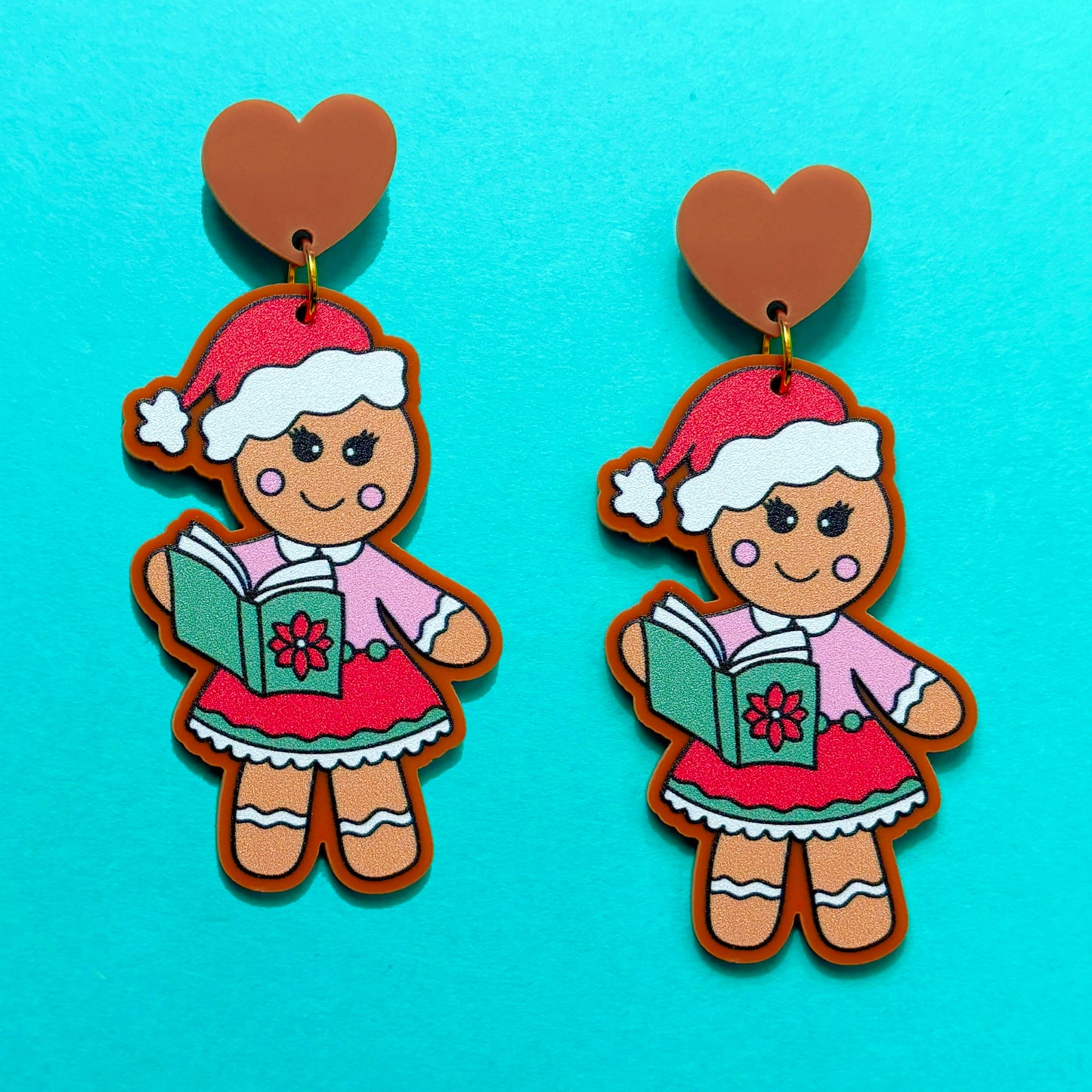 Bookish Gingerbread Girly Drop Earrings