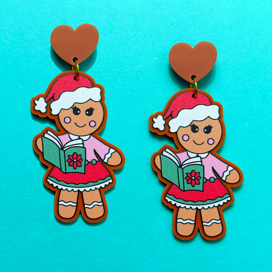 Bookish Gingerbread Girly Drop Earrings
