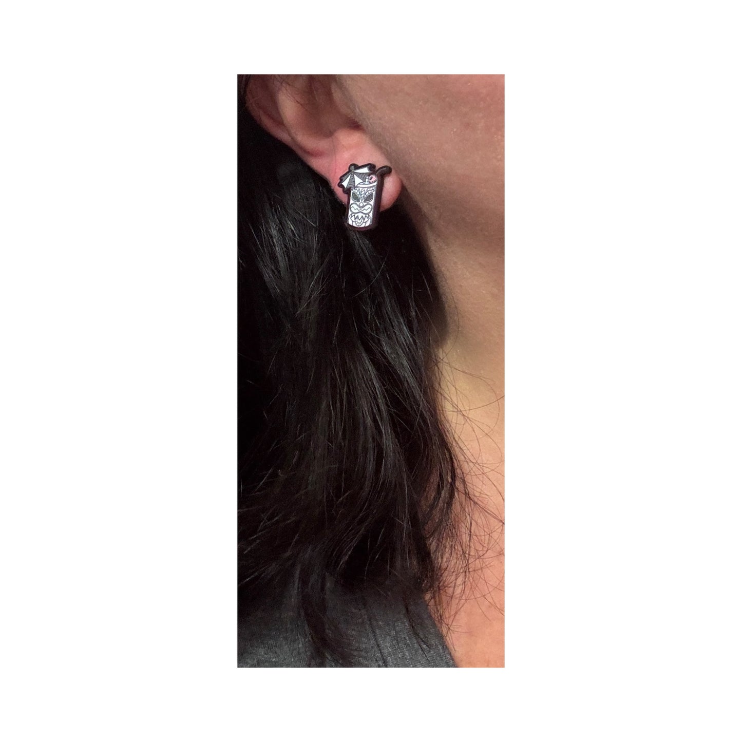 Spooky Tiki Cocktail Post Earrings
