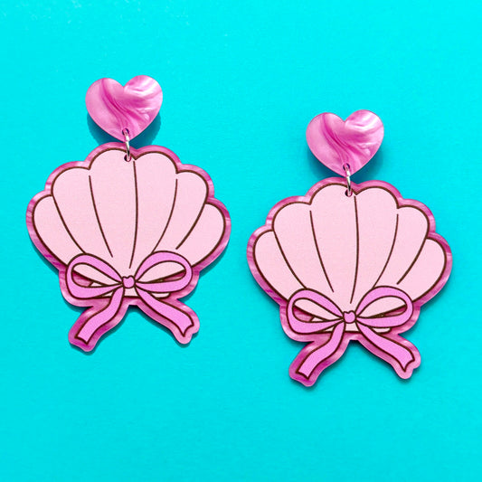 Pink Coquette Shell Drop Earrings