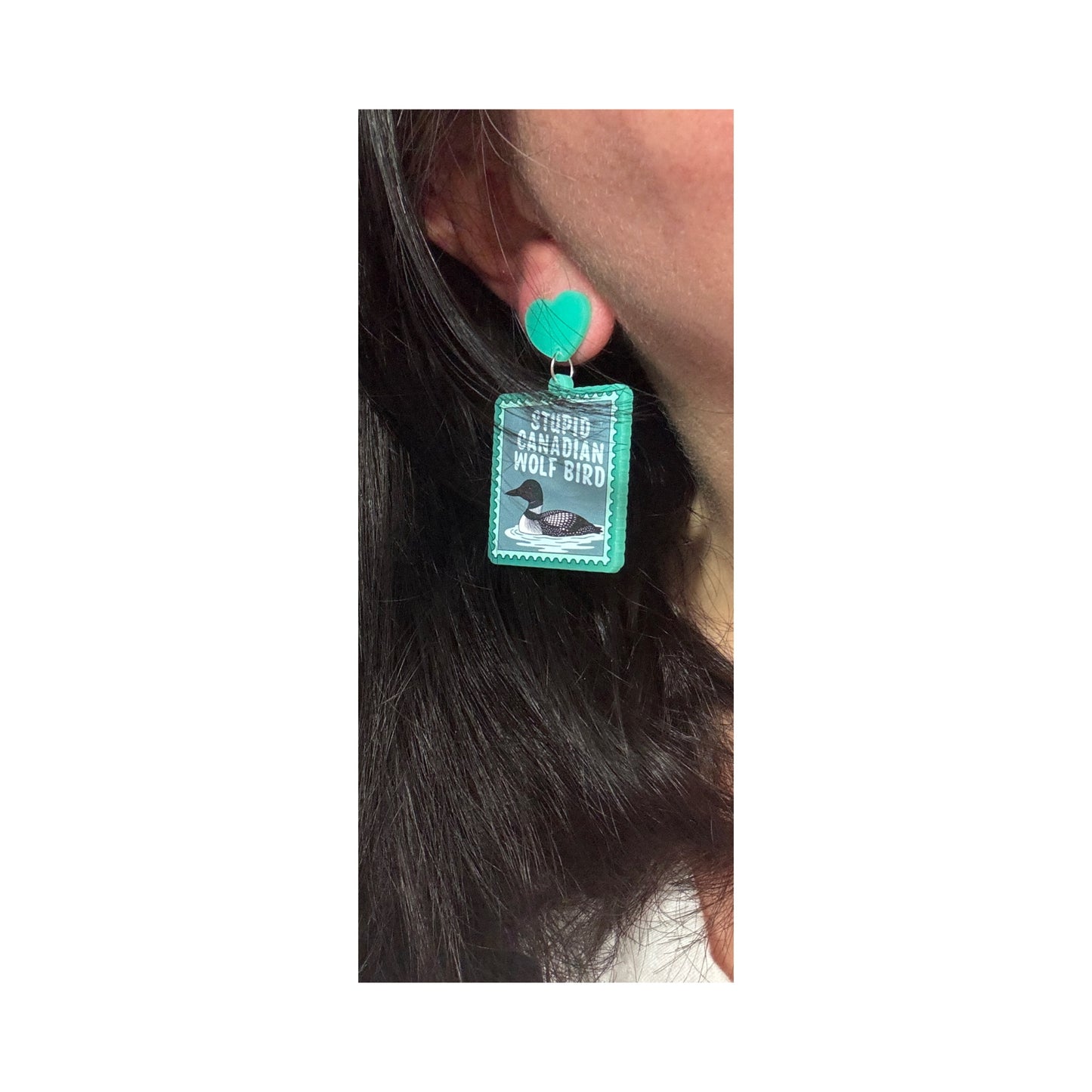 Stupid Canadian Wolf Bird Drop Earrings