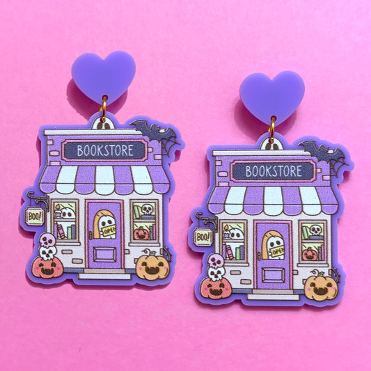 Pastel Spooky Bookstore Drop Earrings