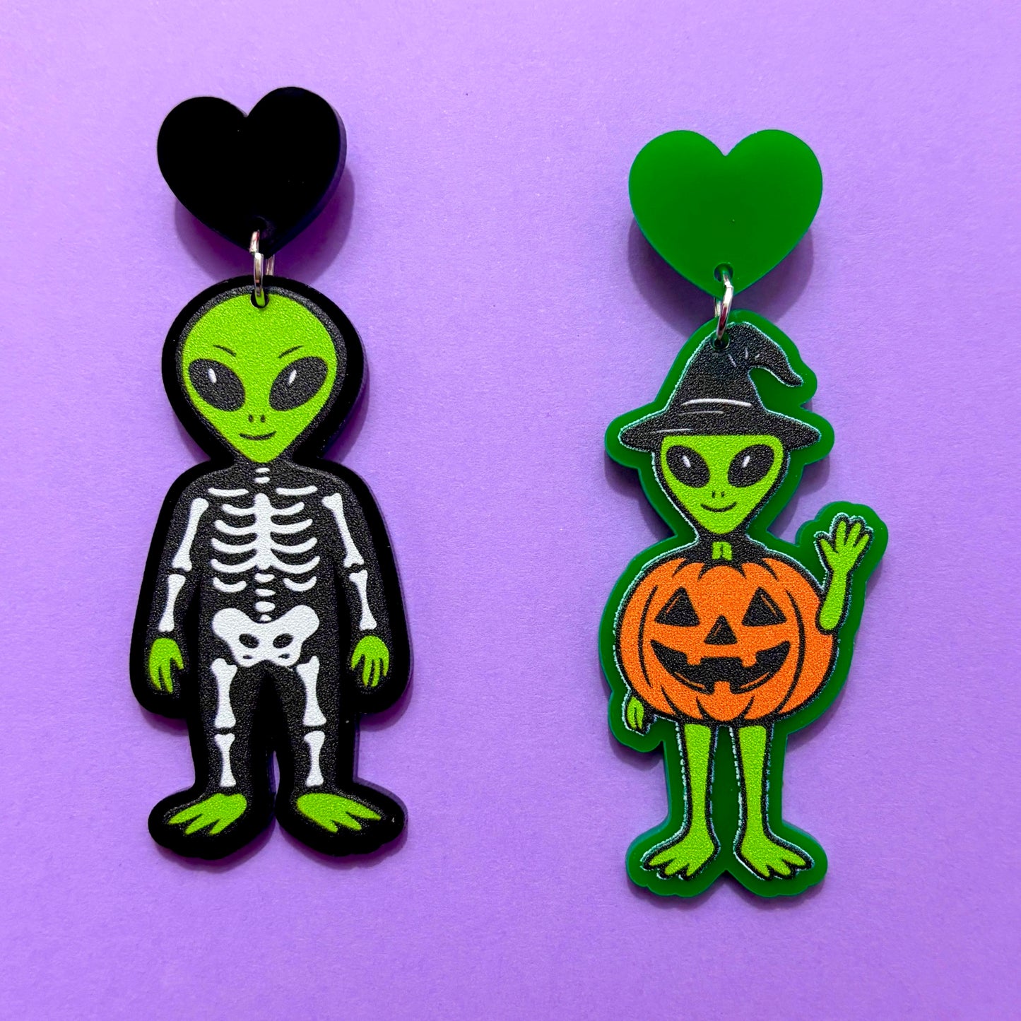 Spooky Aliens Drop Earrings