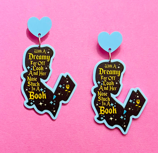 Belle Book Silhouette Drop Earrings