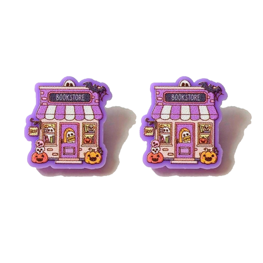 Pastel Spooky Bookstore Post Earrings
