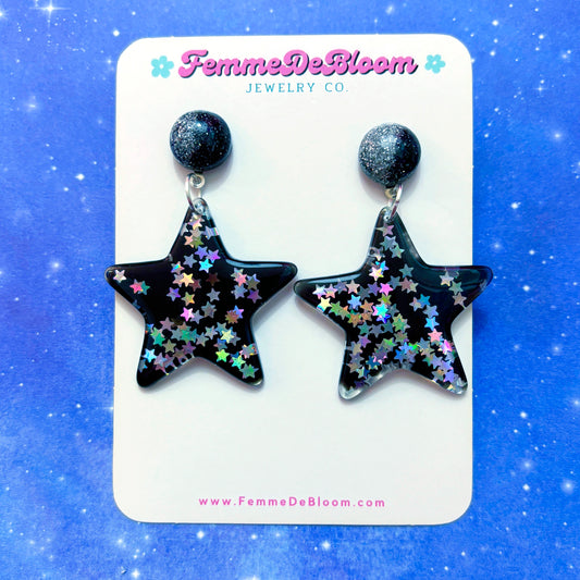 FREE GIFT - Black Sparkle Star Drop Earrings