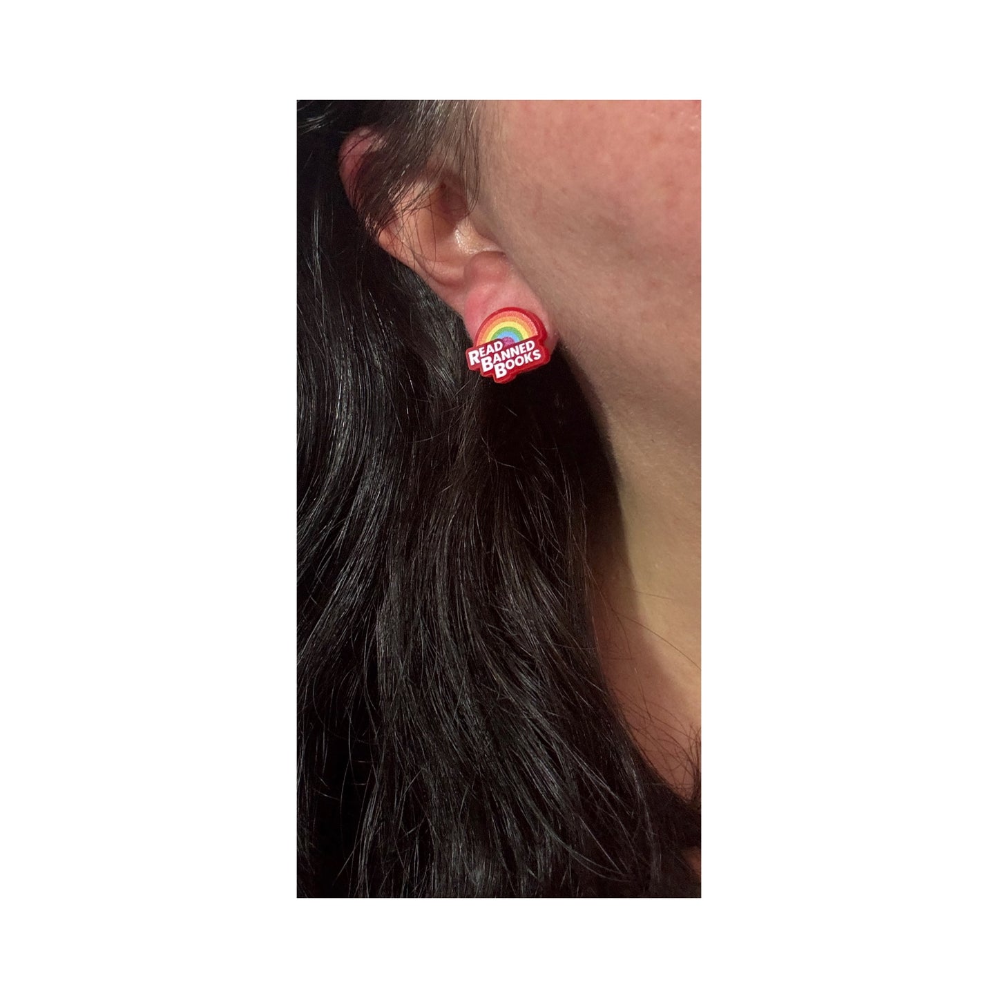 Read Banned Books Rainbow  Post Earrings