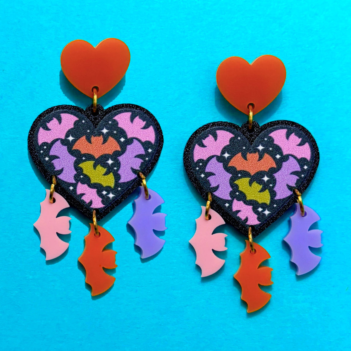 Batty Heart Drop Earrings