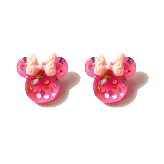 Hot Pink Confetti Mouse Post Earrings