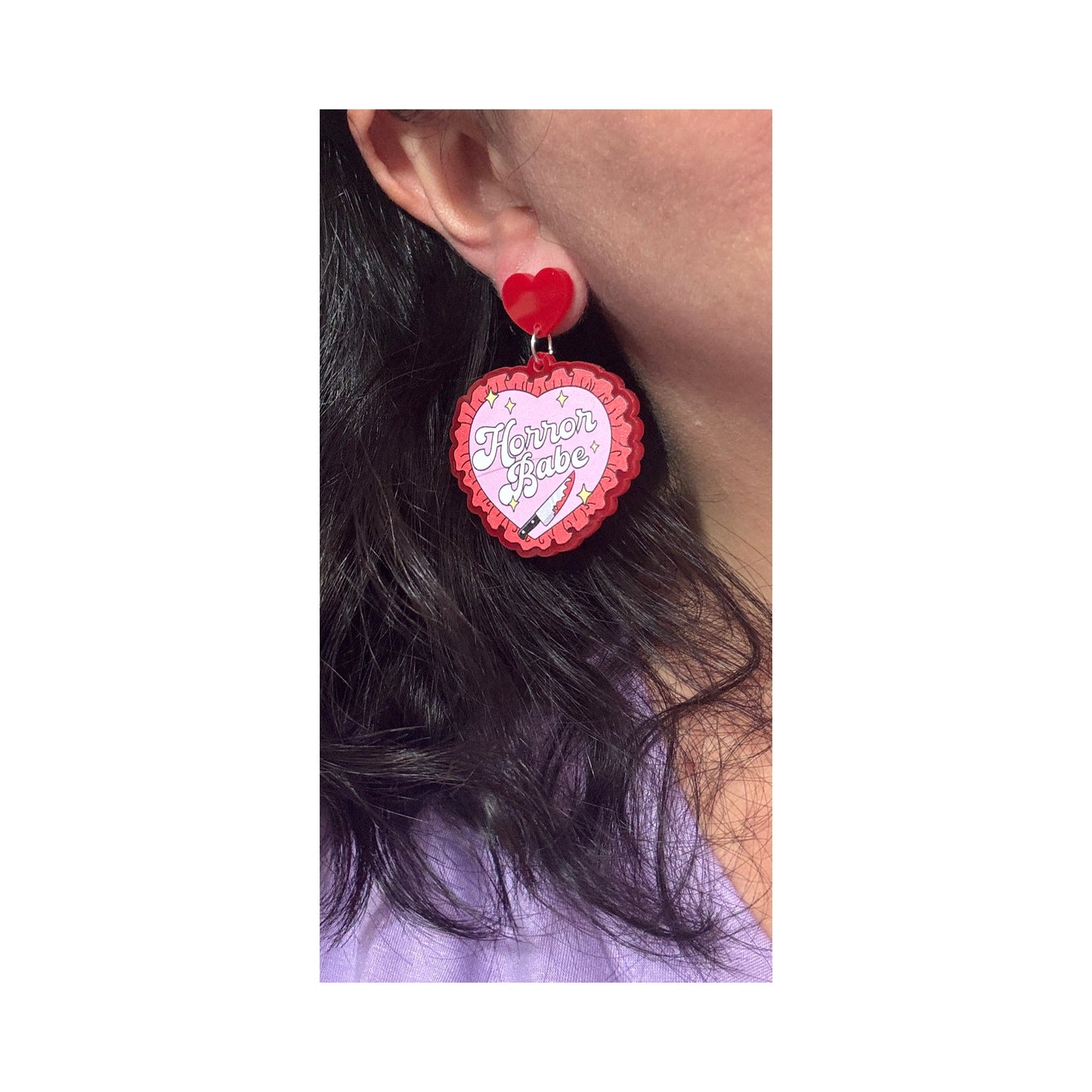 Horror Babe Heart Drop Earrings