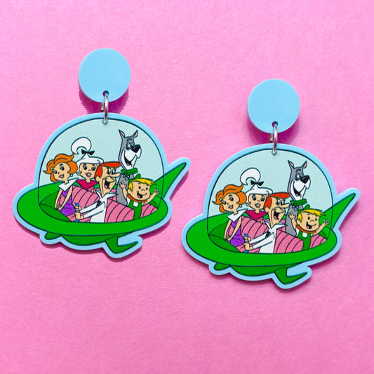 Retro Space Family Acrylic Drop Earrings