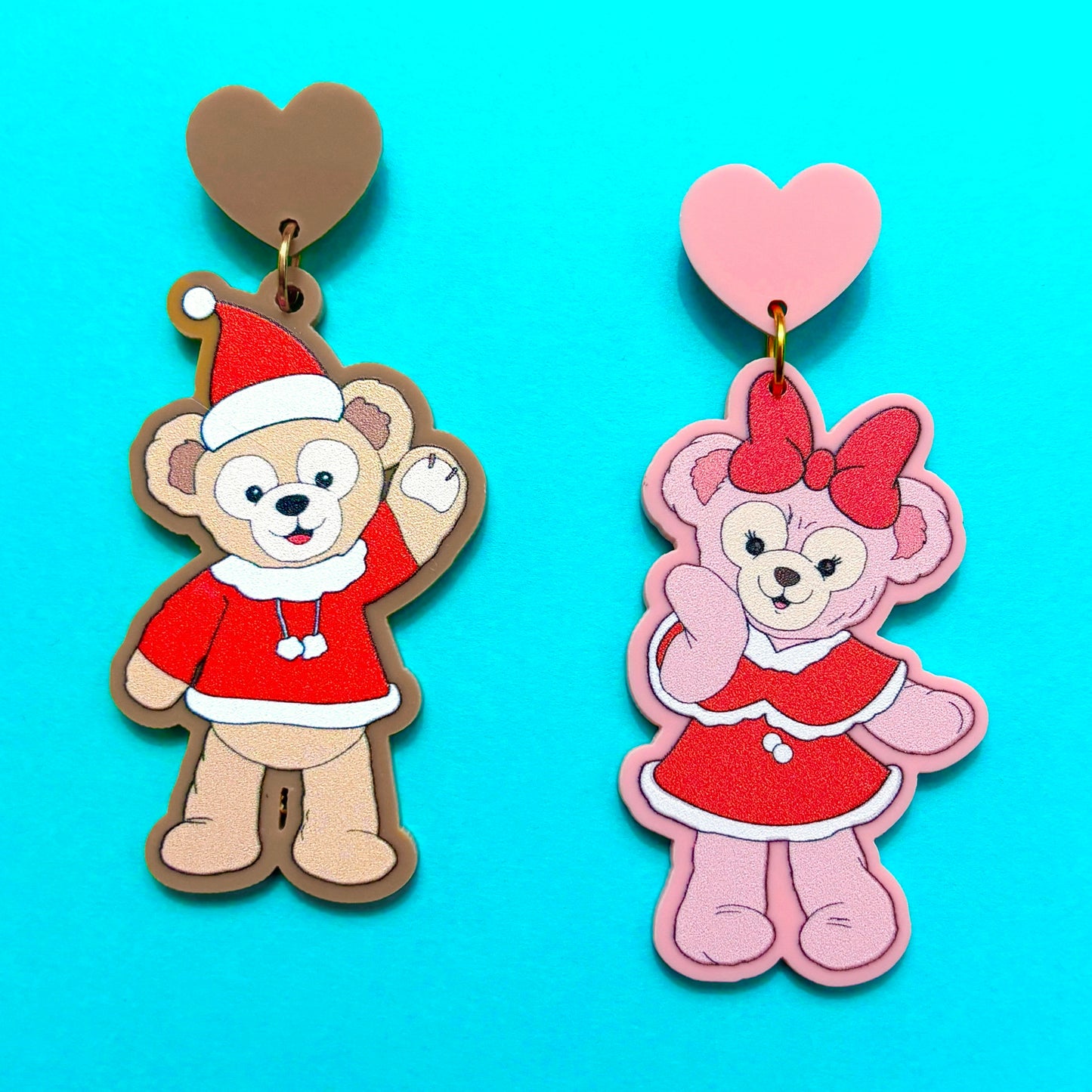 Bear Couple Christmas Drop Earrings
