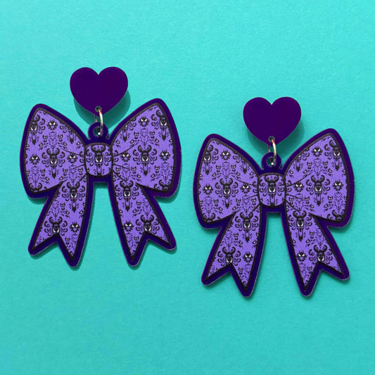 Mansion Wallpaper Bow Drop Earrings