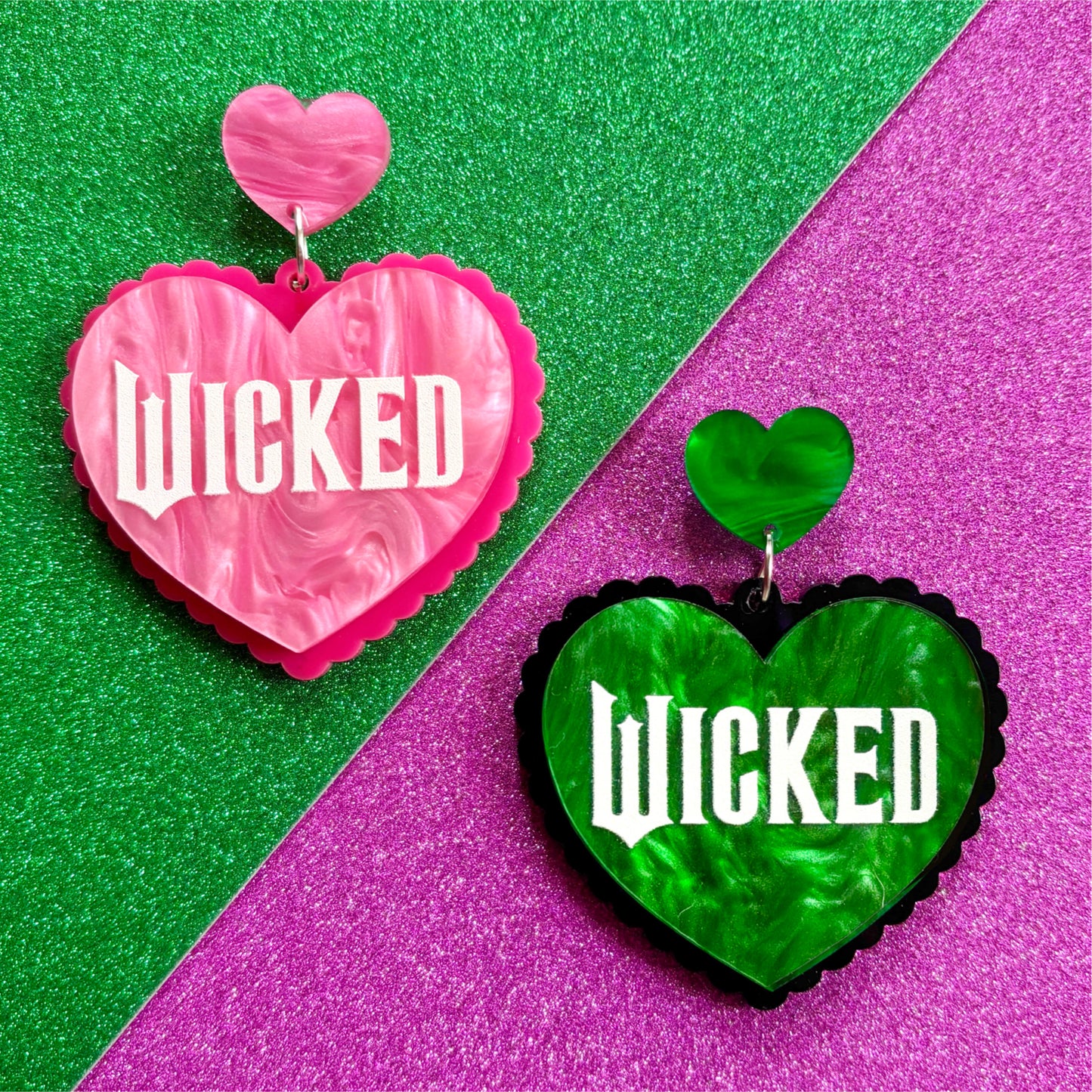 Wicked Marble Heart Drop Earrings