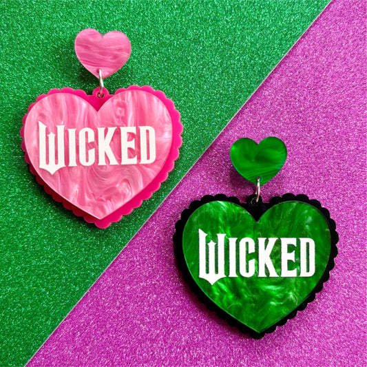 Wicked Marble Heart Drop Earrings