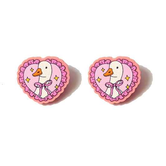 Silly Goose Coquette Heart Post Earrings