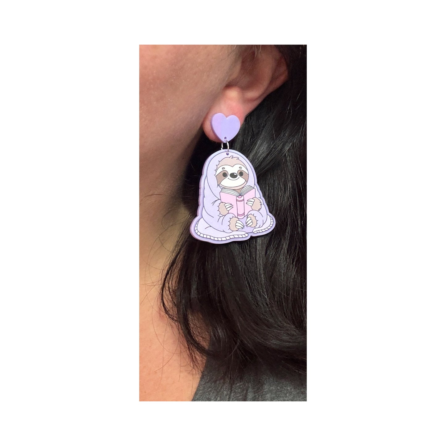 Bookish Sloth Drop Earrings