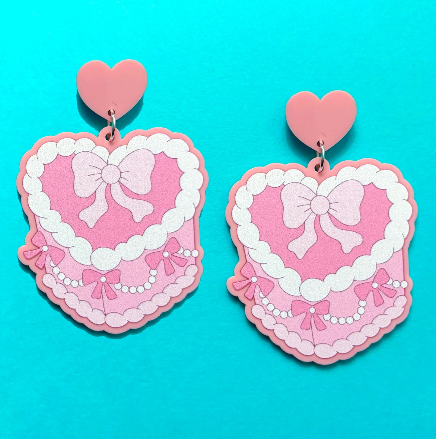 Coquette Heart Cake Drop Earrings