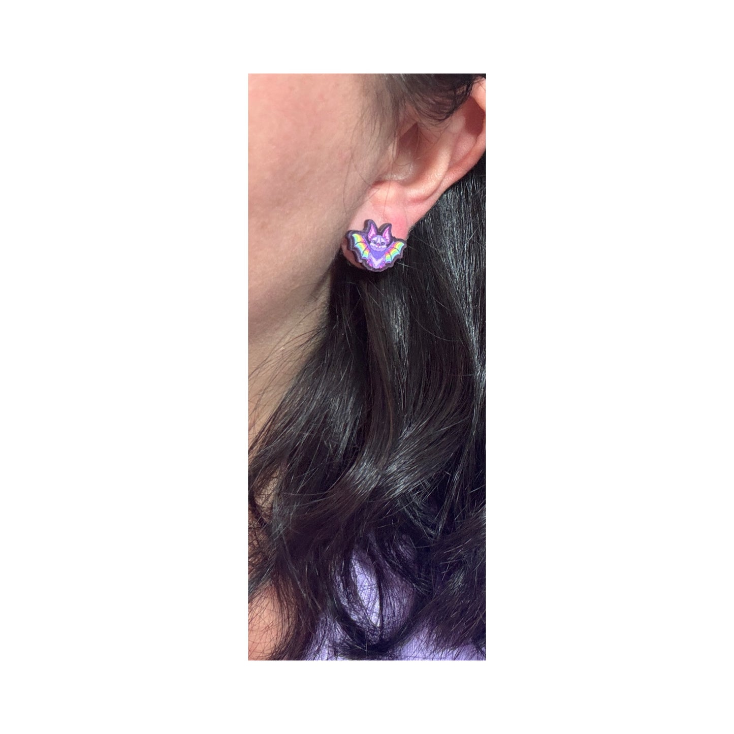 90s Neon Spooky Bat Post Earrings