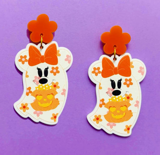 Groovy Mouse Ghost Drop Earrings