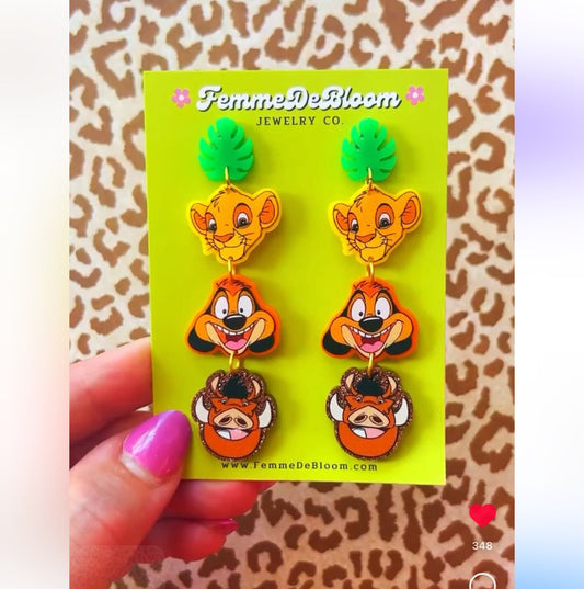Lion king tiered earrings
