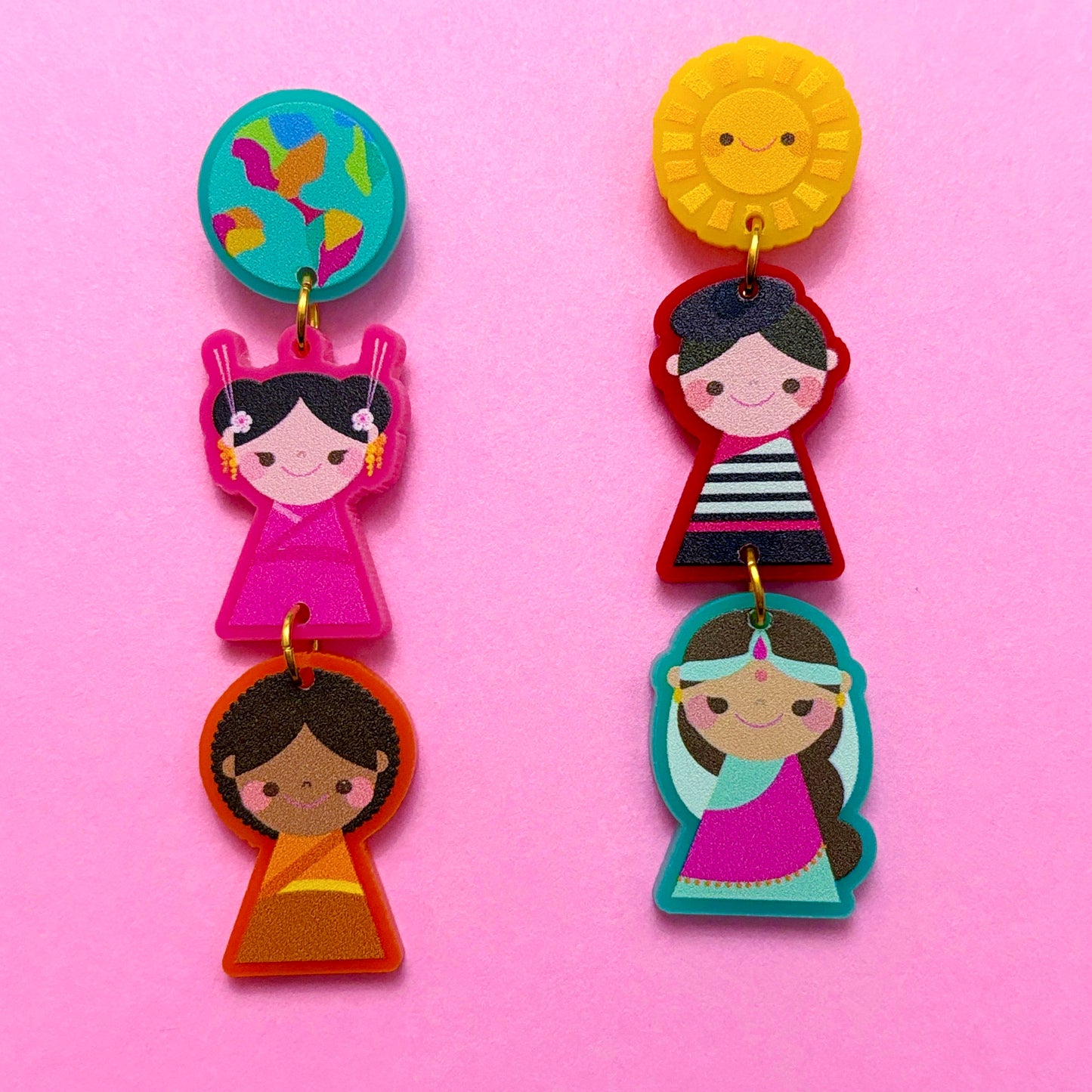 Small World Dolls Tiered Drop Earrings