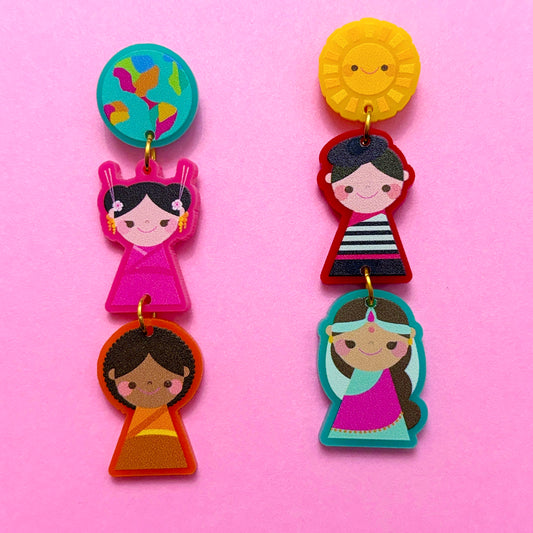 Small World Dolls Tiered Drop Earrings