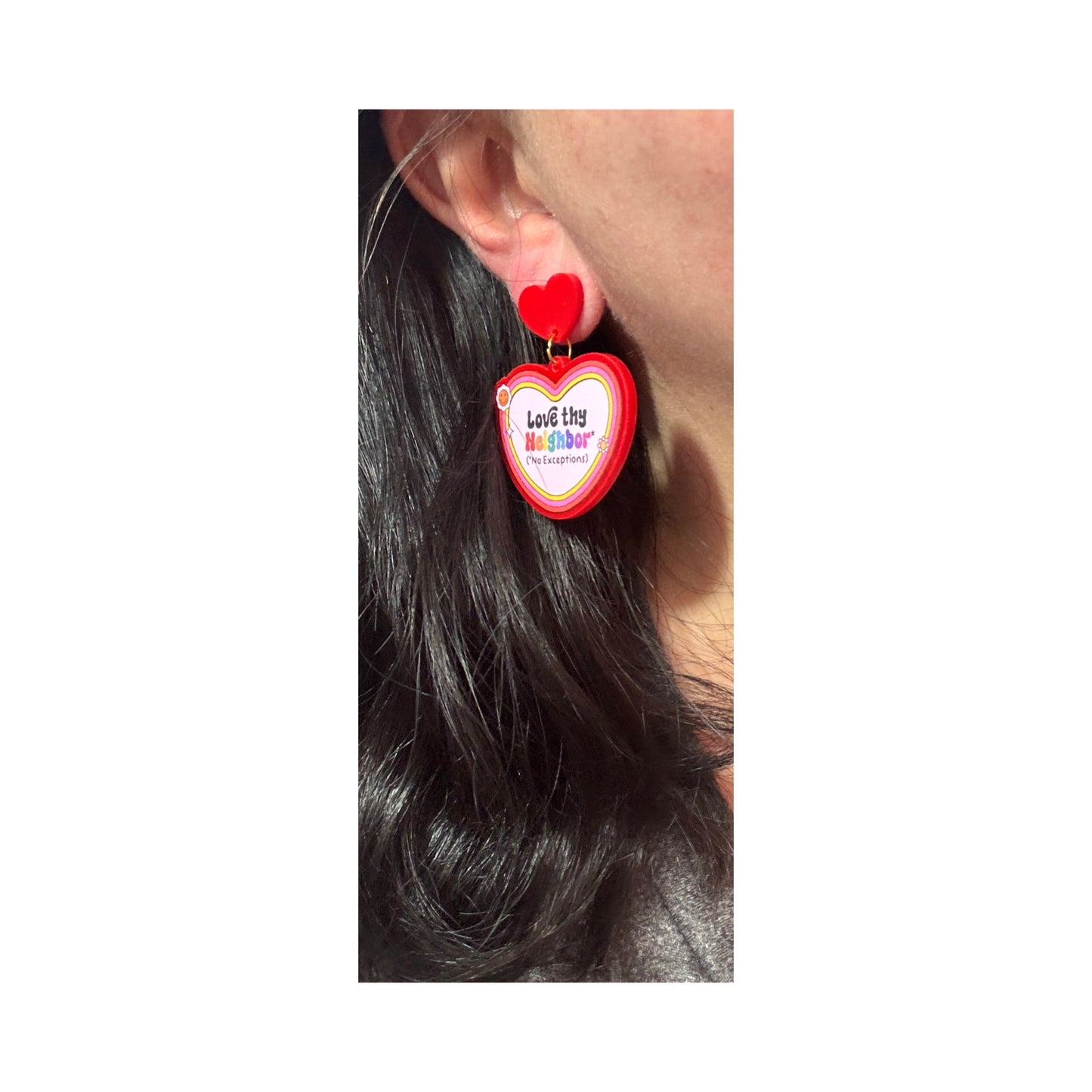 Love Thy Neighbor Heart Drop Earrings