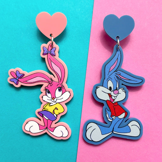 Baby Toon Bunny Couple Drop Earrings