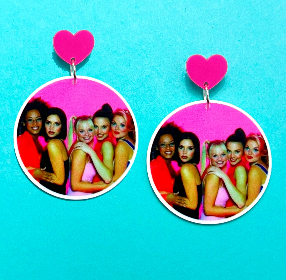 Spice Girls Pink Round Drop Earrings