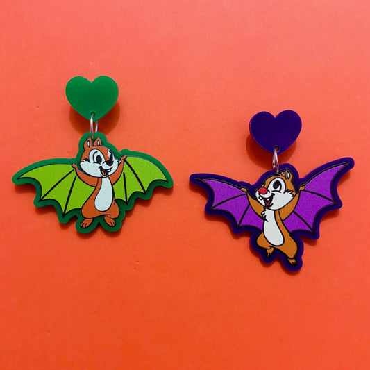 Chipmunk Bats  Drop Earrings