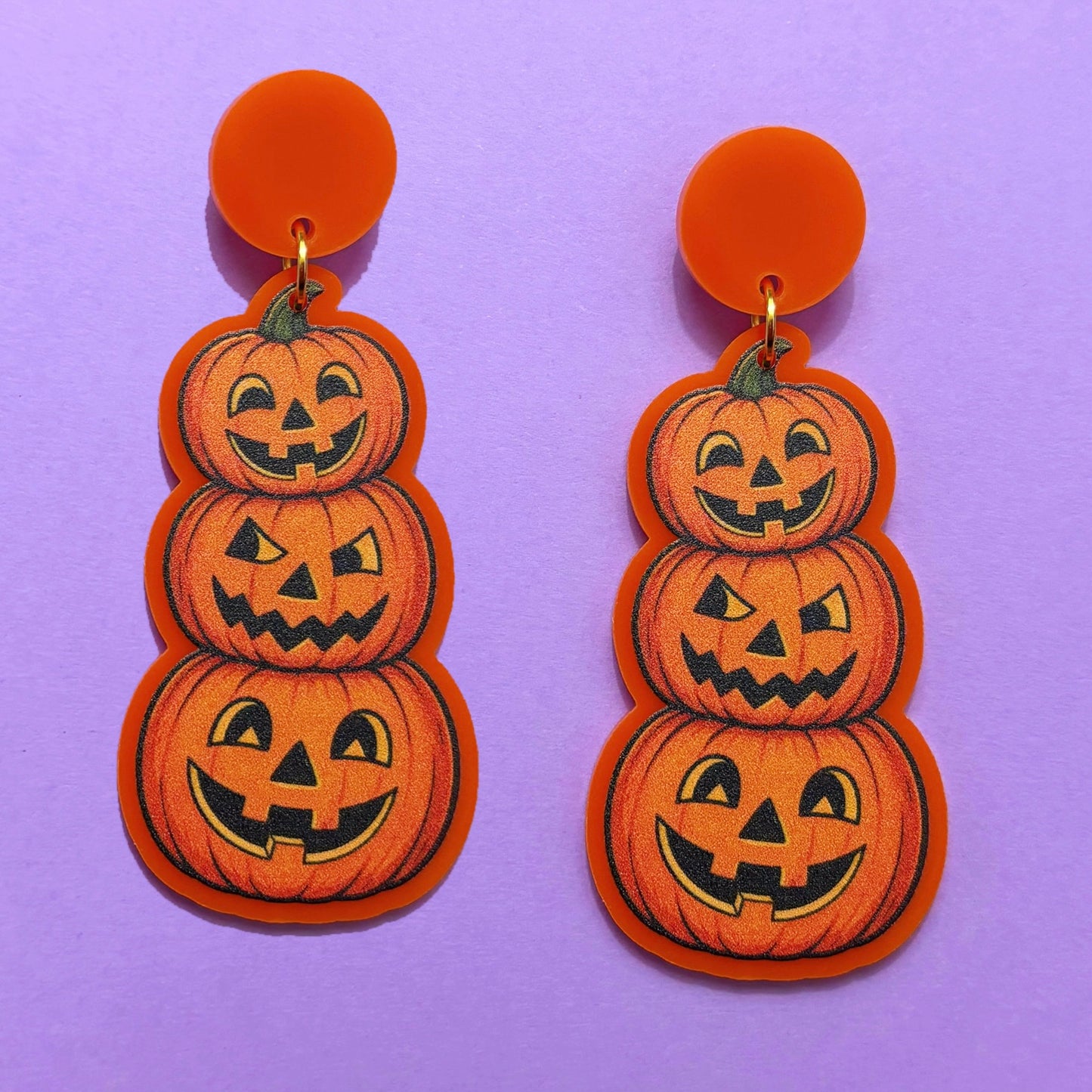 Vintage Pumpkin Trio Drop Earrings