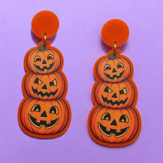 Vintage Pumpkin Trio Drop Earrings