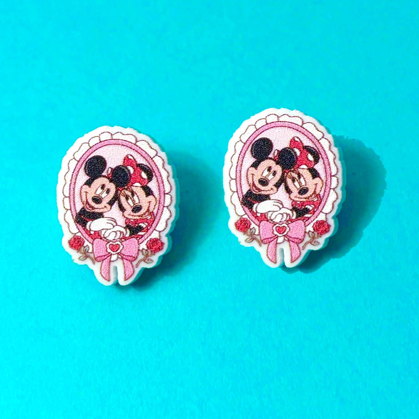Mouse Couple Sweetheart Cameo Post Earrings