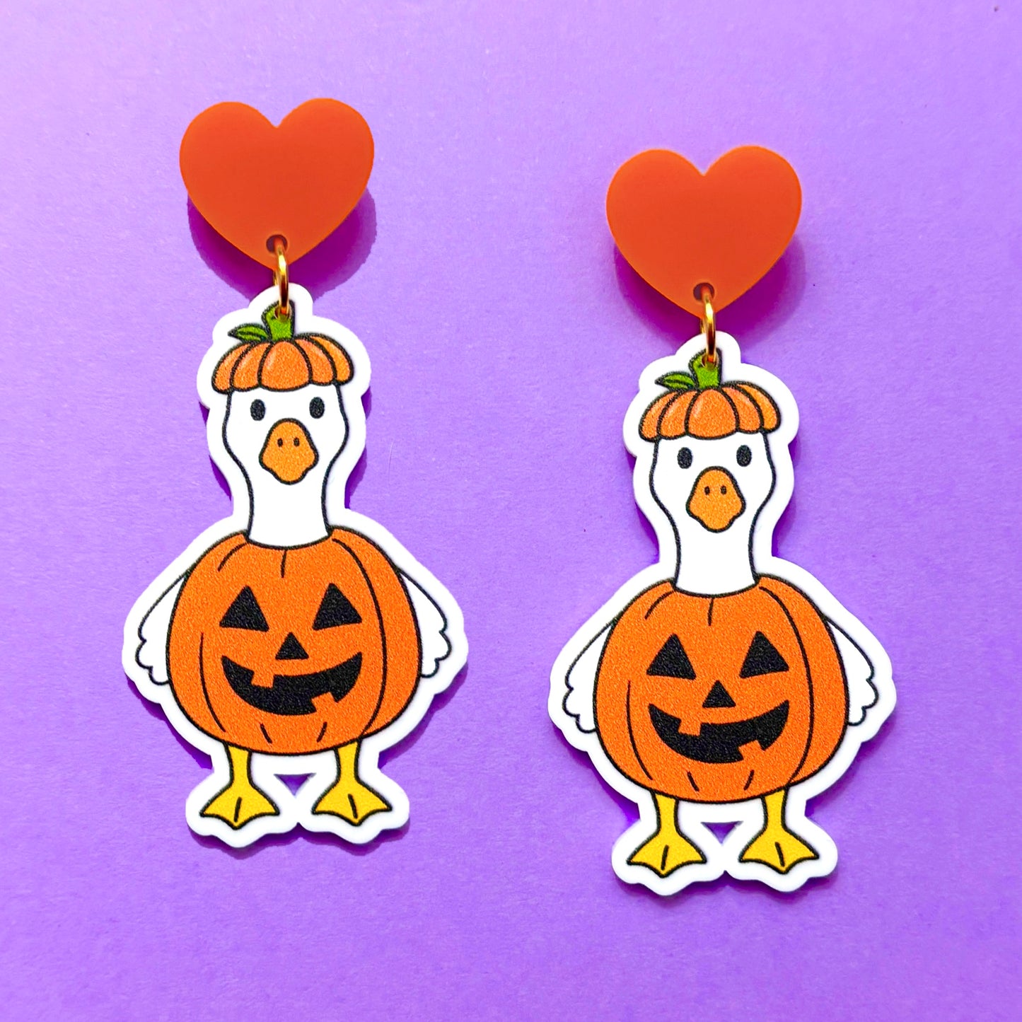 Pumpkin Silly Goose Drop Earrings